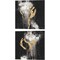 Golden Rain BW by Silvia Vassileva 14" x 14" Canvas Wall Art (Set of 2)